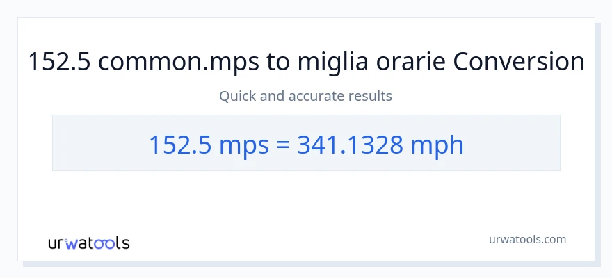 Conversione da 152.5 Meters Per Second a miglia all'ora