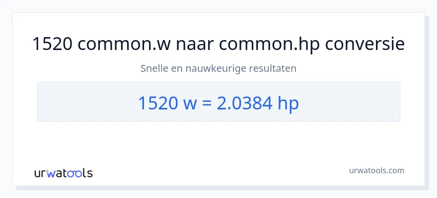 1520 watt naar paardenkracht conversie