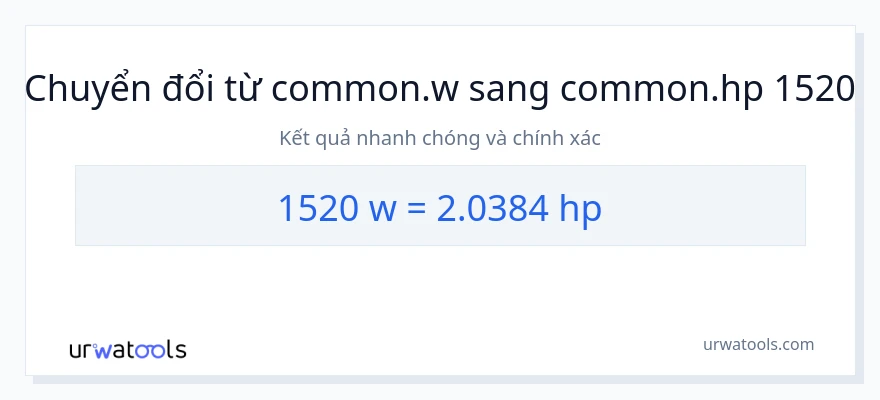 Chuyển đổi 1520 watt sang mã lực