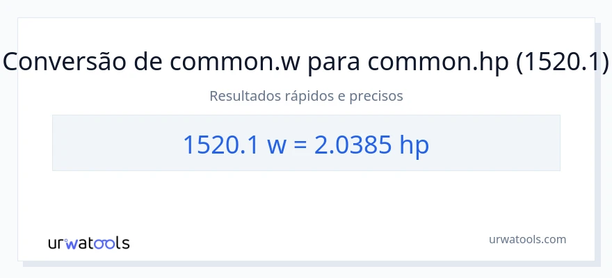 Conversão de 1520.1 watts para cavalos de potência
