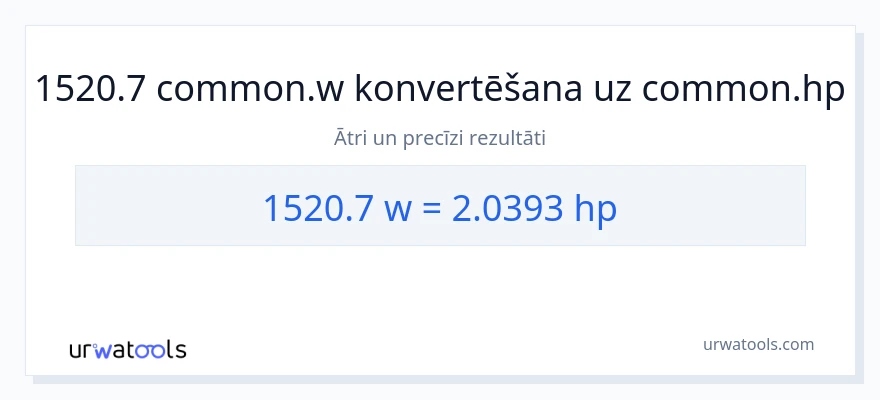 1520.7 vati uz zirgspēki konversiju