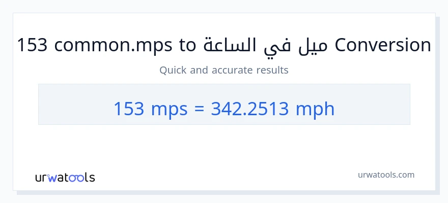 التحويل من 153 Meters Per Second إلى ميل في الساعة