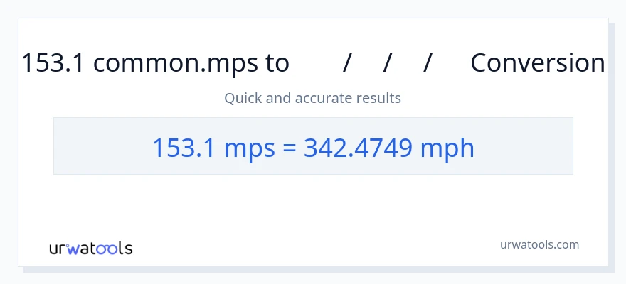 153.1 Meters Per Second ൽ നിന്ന് മണിക്കൂറിൽ മൈൽ ലേക്ക് പരിവർത്തനം