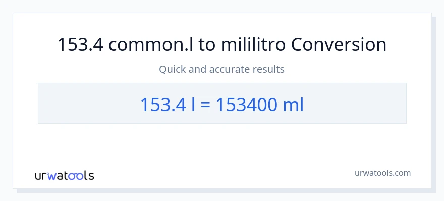 153.4 Liters patungong mga mililitro na conversion