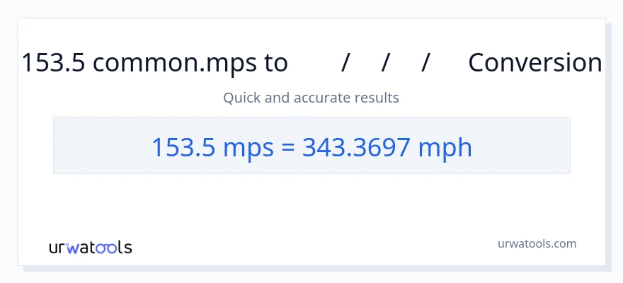153.5 Meters Per Second ൽ നിന്ന് മണിക്കൂറിൽ മൈൽ ലേക്ക് പരിവർത്തനം