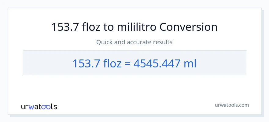153.7 mga onsa ng likido patungong mga mililitro na conversion