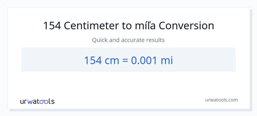 Konverzia z Centimetre na míle: 154