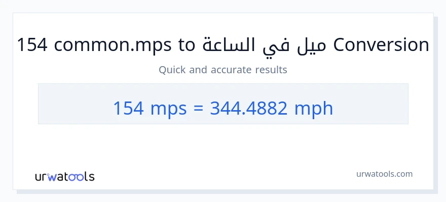 التحويل من 154 Meters Per Second إلى ميل في الساعة