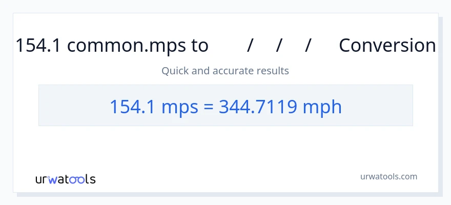 154.1 Meters Per Second ൽ നിന്ന് മണിക്കൂറിൽ മൈൽ ലേക്ക് പരിവർത്തനം