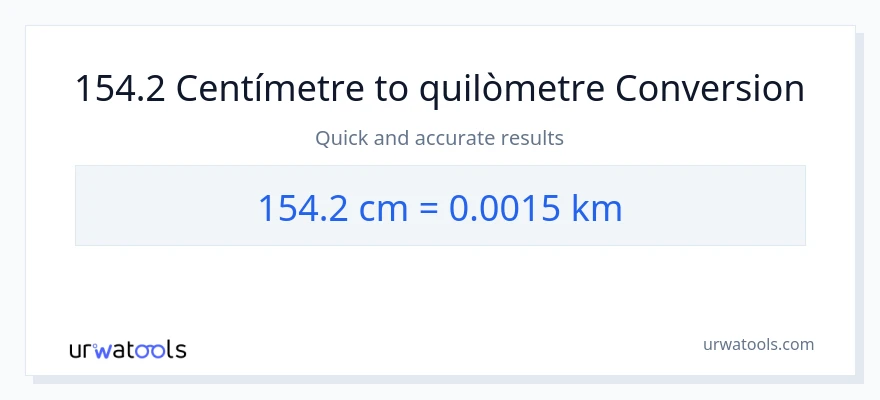 Conversió de 154.2 Centímetres a Quilòmetres