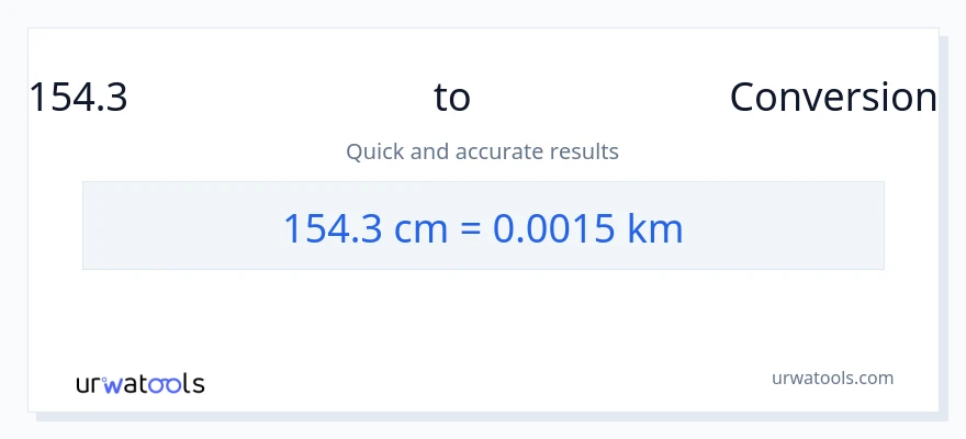 154.3 സെന്റീമീറ്ററുകൾ ൽ നിന്ന് കിലോമീറ്ററുകൾ ലേക്ക് പരിവർത്തനം