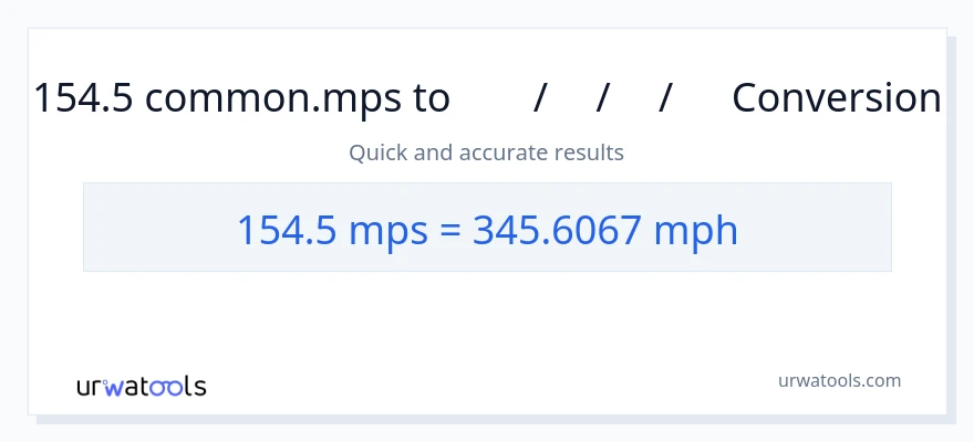 154.5 Meters Per Second ൽ നിന്ന് മണിക്കൂറിൽ മൈൽ ലേക്ക് പരിവർത്തനം
