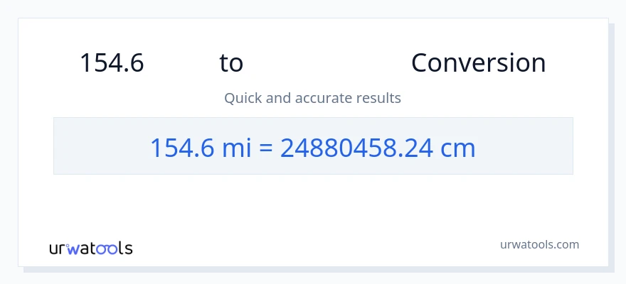 154.6 માઇલ થી સેન્ટીમીટર રૂપાંતર