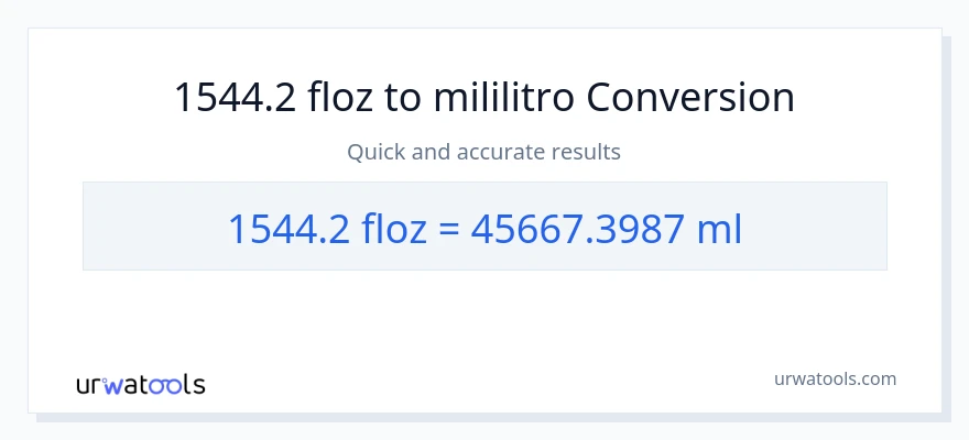 1544.2 mga onsa ng likido patungong mga mililitro na conversion