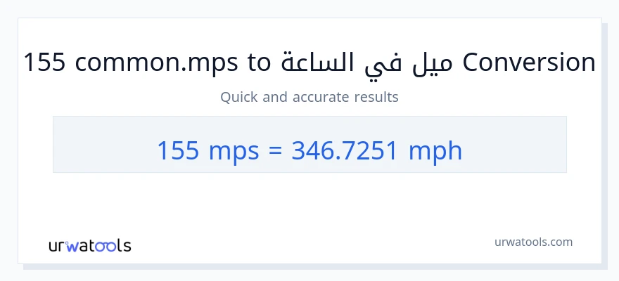 التحويل من 155 Meters Per Second إلى ميل في الساعة