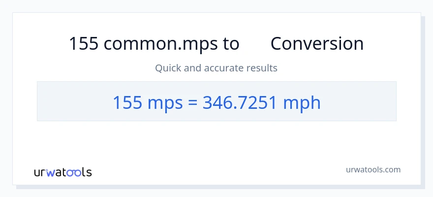 155 Meters Per Second から 時速マイル への変換