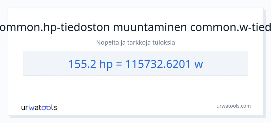 155.2 hevosvoimaa - wattia muunnos
