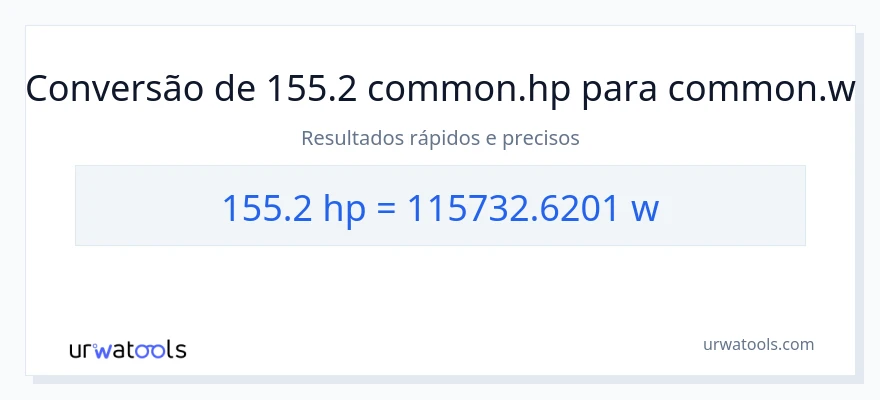 Conversão de 155.2 cavalos de potência para watts