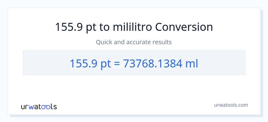 155.9 Pints patungong mga mililitro na conversion