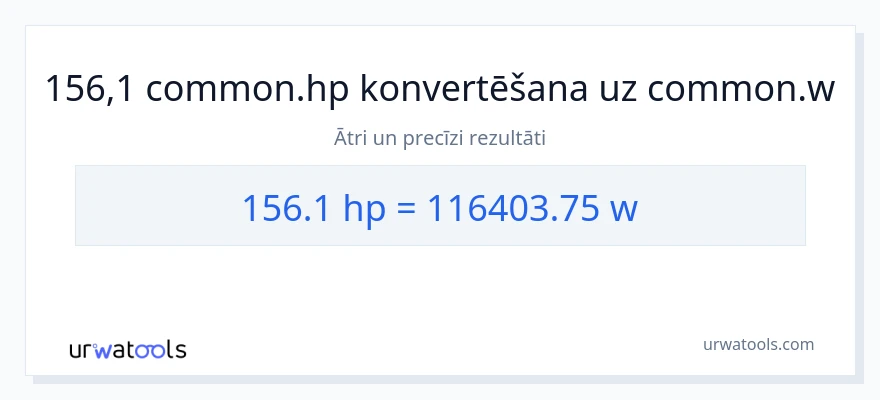 156.1 zirgspēki uz vati konversiju