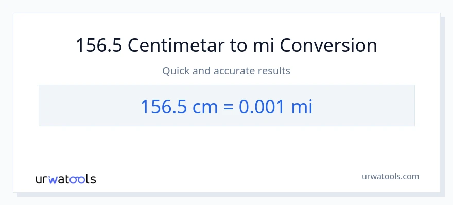Konverzija od Centimetri do milje: 156.5