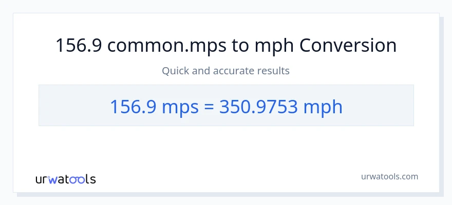 Conversió de 156.9 Meters Per Second a milles per hora