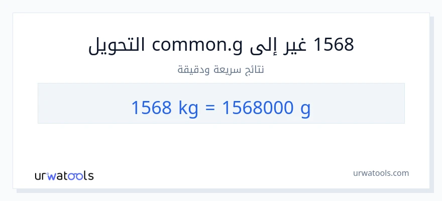 التحويل من 1568 كيلوغرامات إلى غرامات