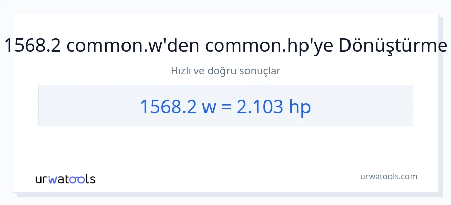 1568.2 watt'den beygir gücü'e dönüşüm
