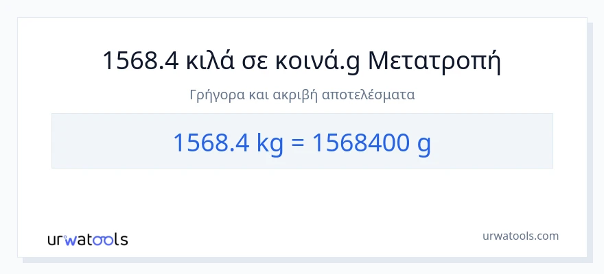 Μετατροπή 1568.4 Κιλά σε Γραμμάρια
