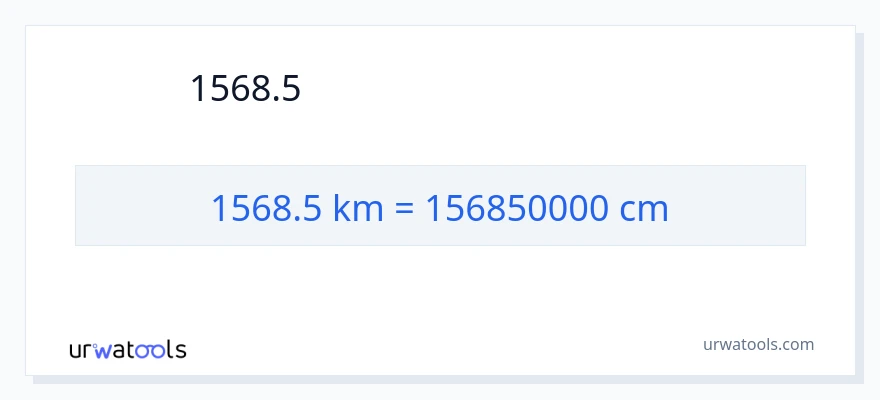 1568.5 キロメートル から センチメートル への変換