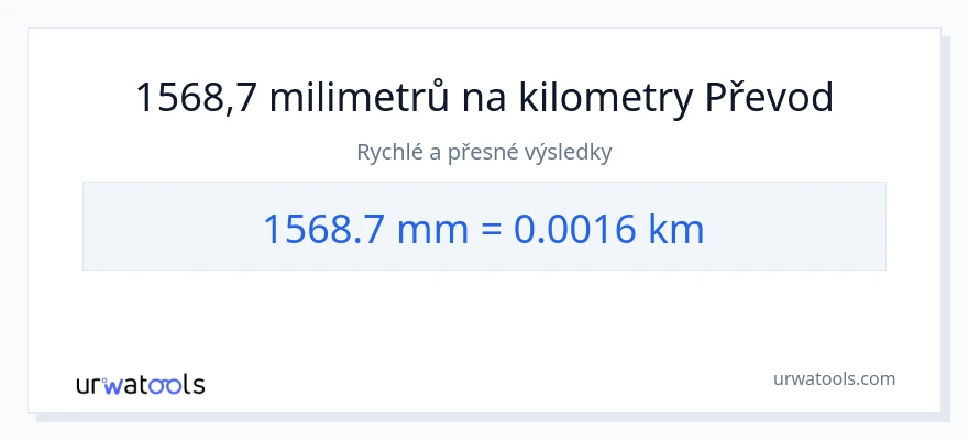 Konverze z milimetry na kilometry: 1568.7