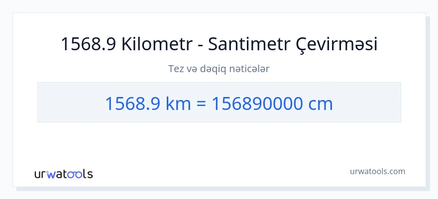 1568.9 kilometr-dən Santimetr-ə çevrilmə