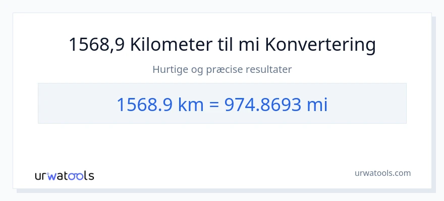1568.9 kilometer til miles konvertering