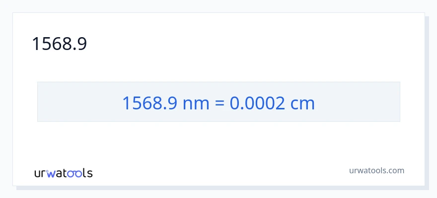 1568.9 નેનોમીટર થી સેન્ટીમીટર રૂપાંતર