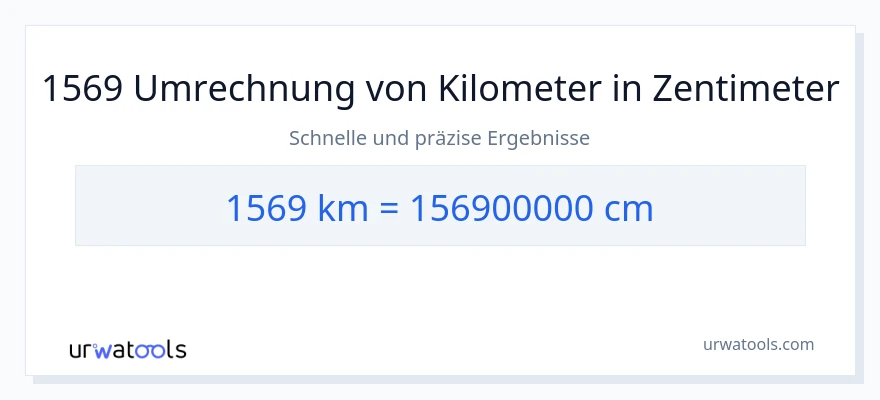 1569 Kilometer zu Zentimeter Umwandlung