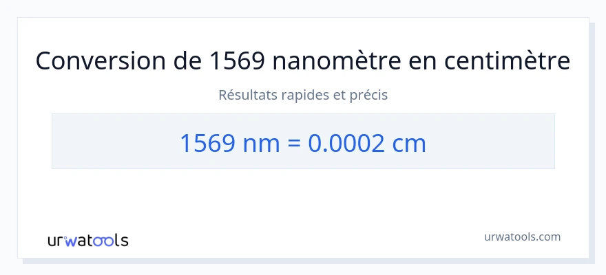 Conversion 1569 nanomètres vers Centimètres