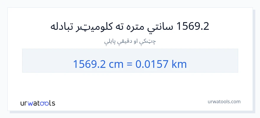 1569.2 سانتي متره ته کیلومتره بدلون