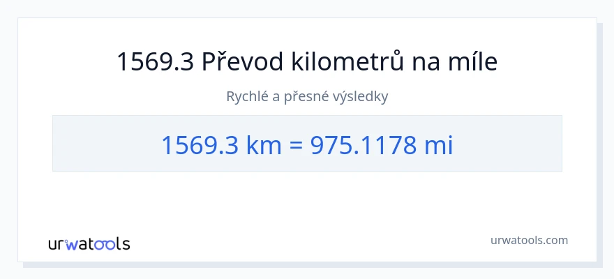Konverze z kilometry na míle: 1569.3
