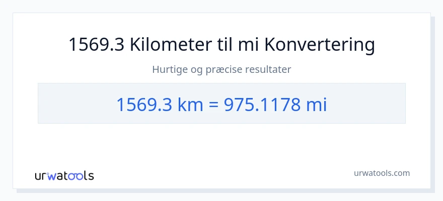 1569.3 kilometer til miles konvertering