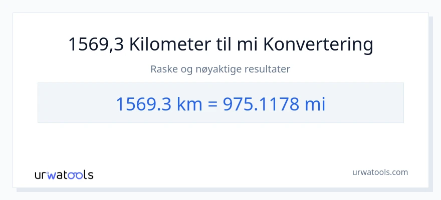 1569.3 kilometer til miles konvertering
