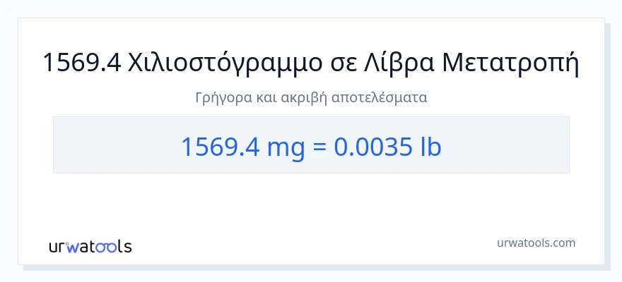 Μετατροπή 1569.4 χιλιοστόγραμμα σε Λίρες