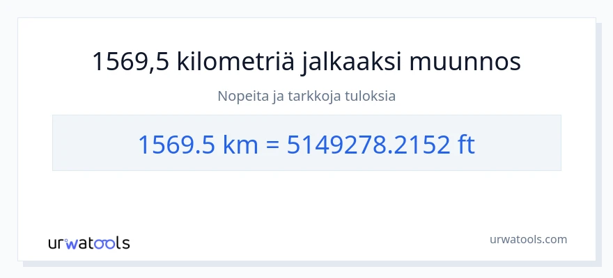 1569.5 kilometrejä - Jalat muunnos