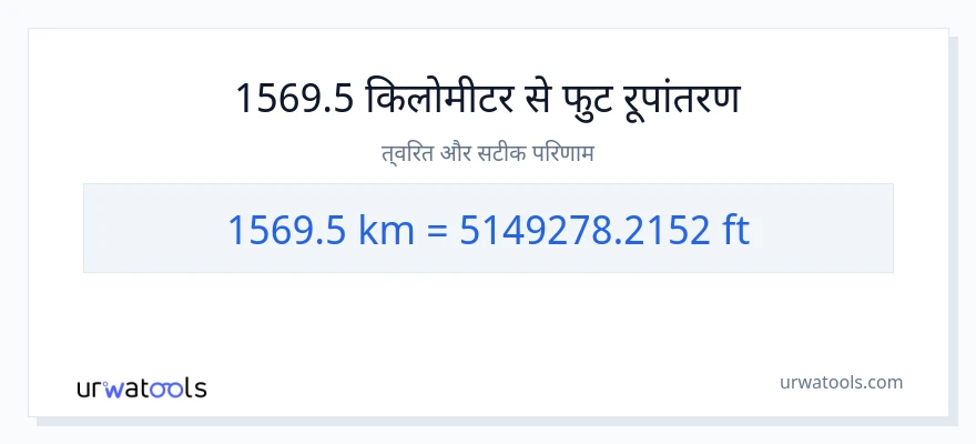 1569.5 किलोमीटर से पैर रूपांतरण