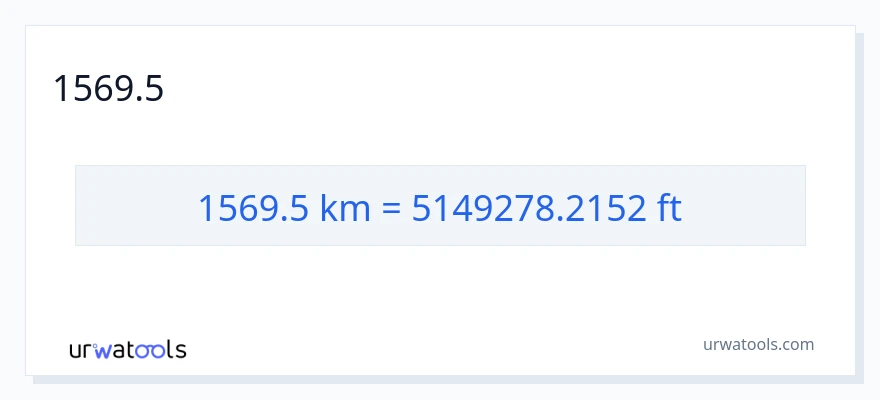 1569.5 కిలోమీటర్లు నుండి అడుగులు కు మార్పిడి