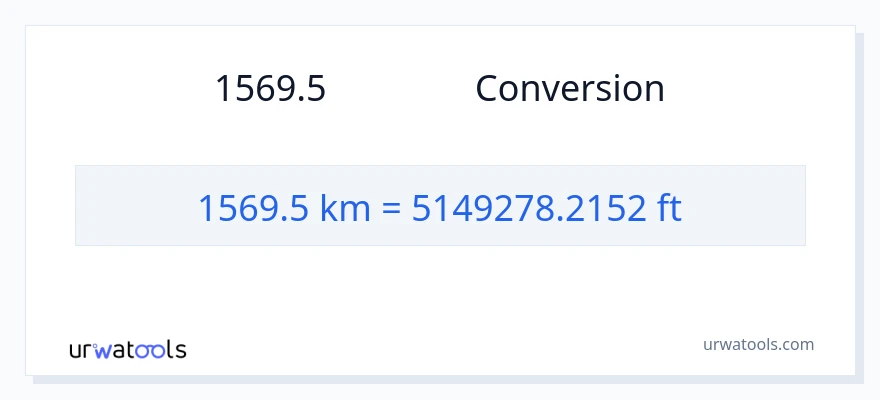 การแปลง 1569.5 กิโลเมตร เป็น เท้า