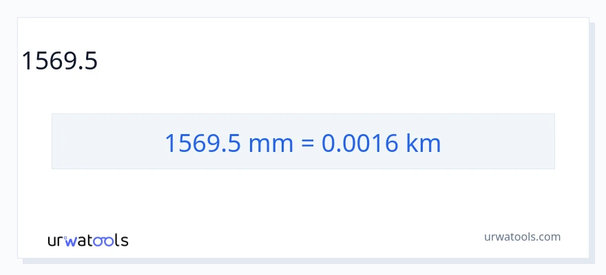1569.5 ಮಿಲಿಮೀಟರ್‌ಗಳು ರಿಂದ ಕಿಲೋಮೀಟರ್‌ಗಳು ಪರಿವರ್ತನೆ