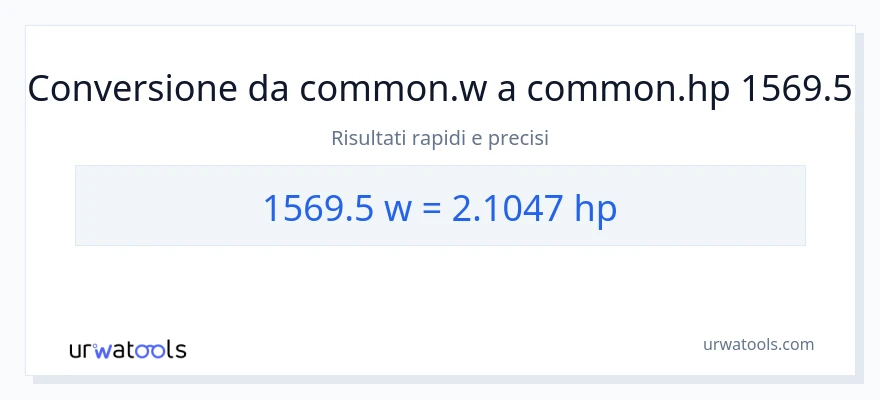 Conversione da 1569.5 watt a potenza