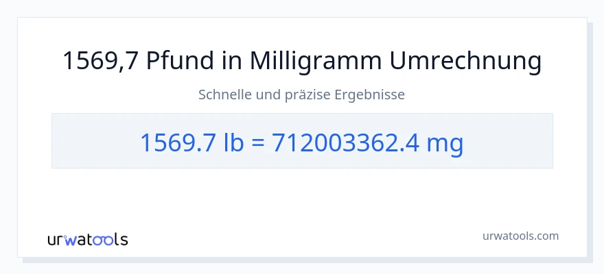 1569.7 Pfund zu Milligramm Umwandlung