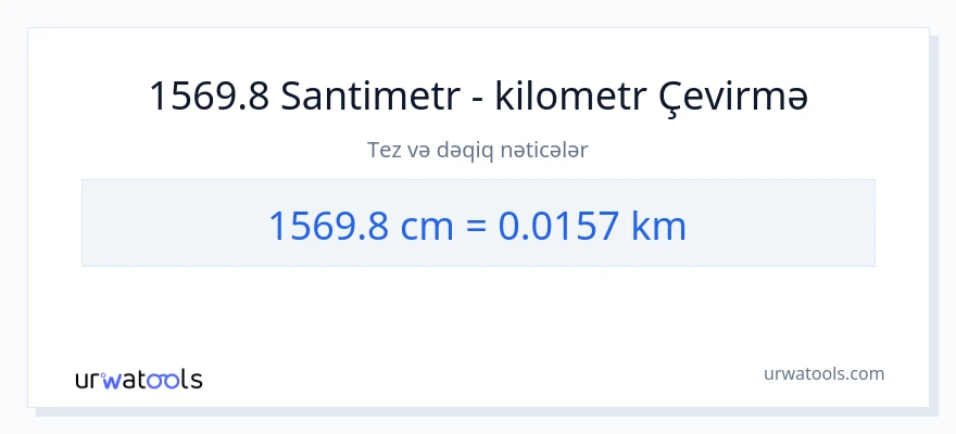 1569.8 Santimetr-dən kilometr-ə çevrilmə