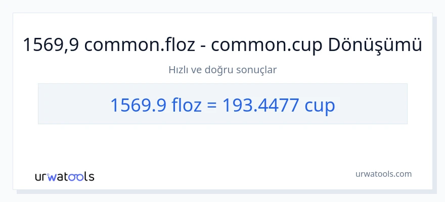 1569.9 sıvı ons'den bardaklar'e dönüşüm